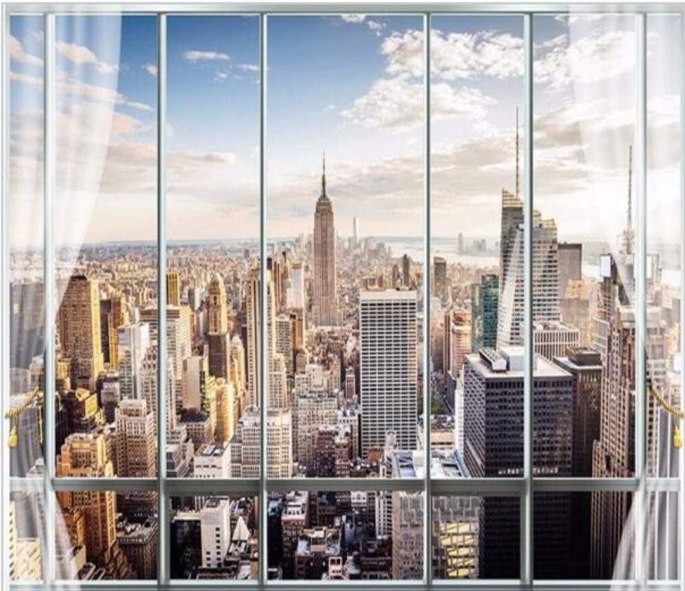 Keshj Custom Wallpapers 3d Stereo Mural Modern Virtual Window Living Sofa Bed Bedroom New York Background 300cmx210cm Amazon Co Uk Diy Tools