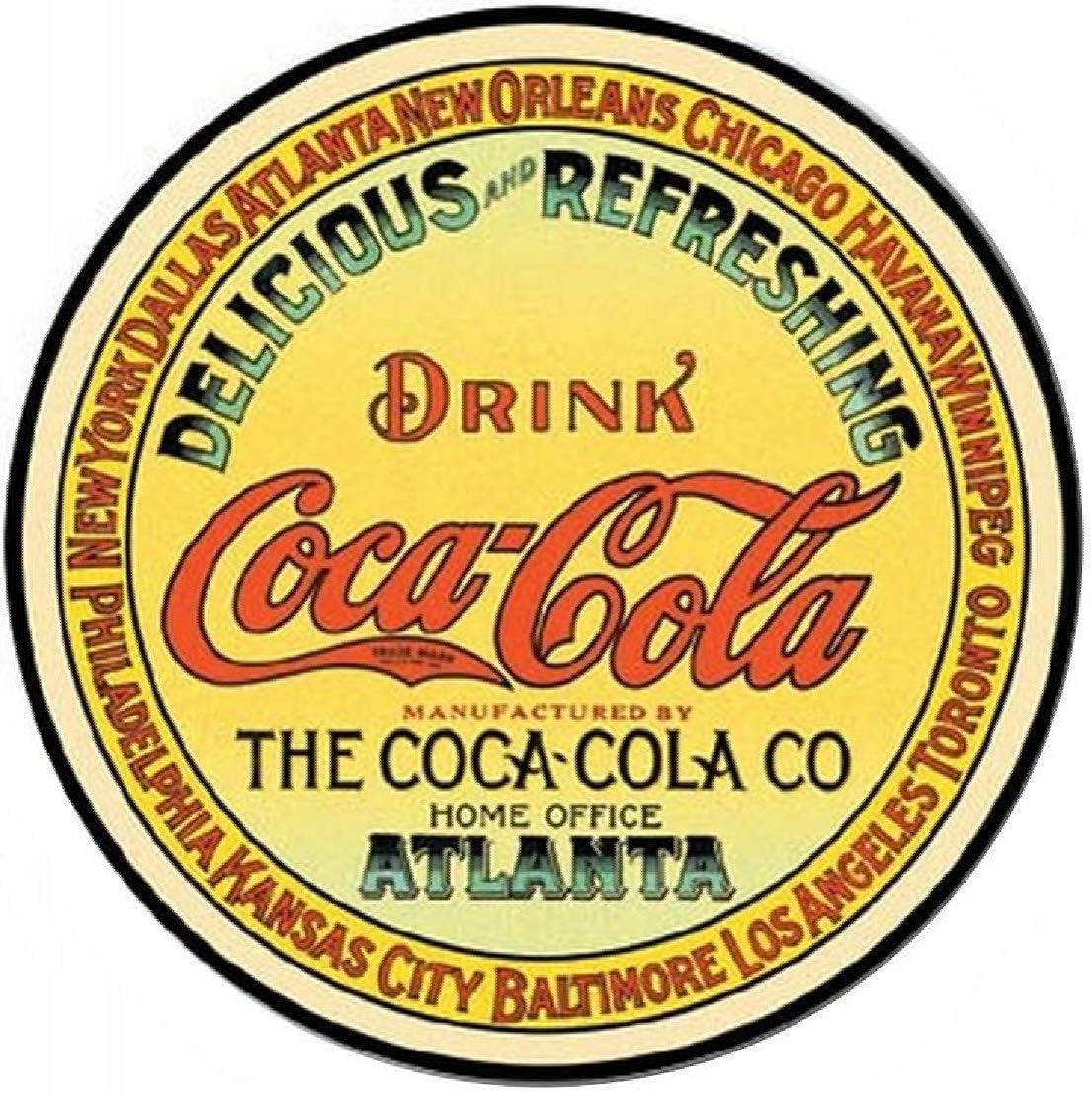 Signs 4 Fun SRC41 Coke Barrell Top Round Sign, Yellow