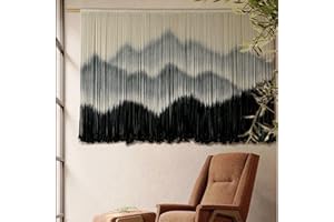 IOWER Macrame Wall Hanging Mountain Dip-Dyed Macrame Wall Decor Large Modern Fiber Art Boho Wall Decor 57" Wx35 L