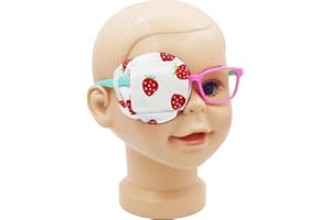 Astropic 3D Cotton & Silk Eye Patch for Kids | Girls Eye Patch for Glasses | Medical Eyepatch for Children with Lazy Eye (Strawberry, Right Eye)