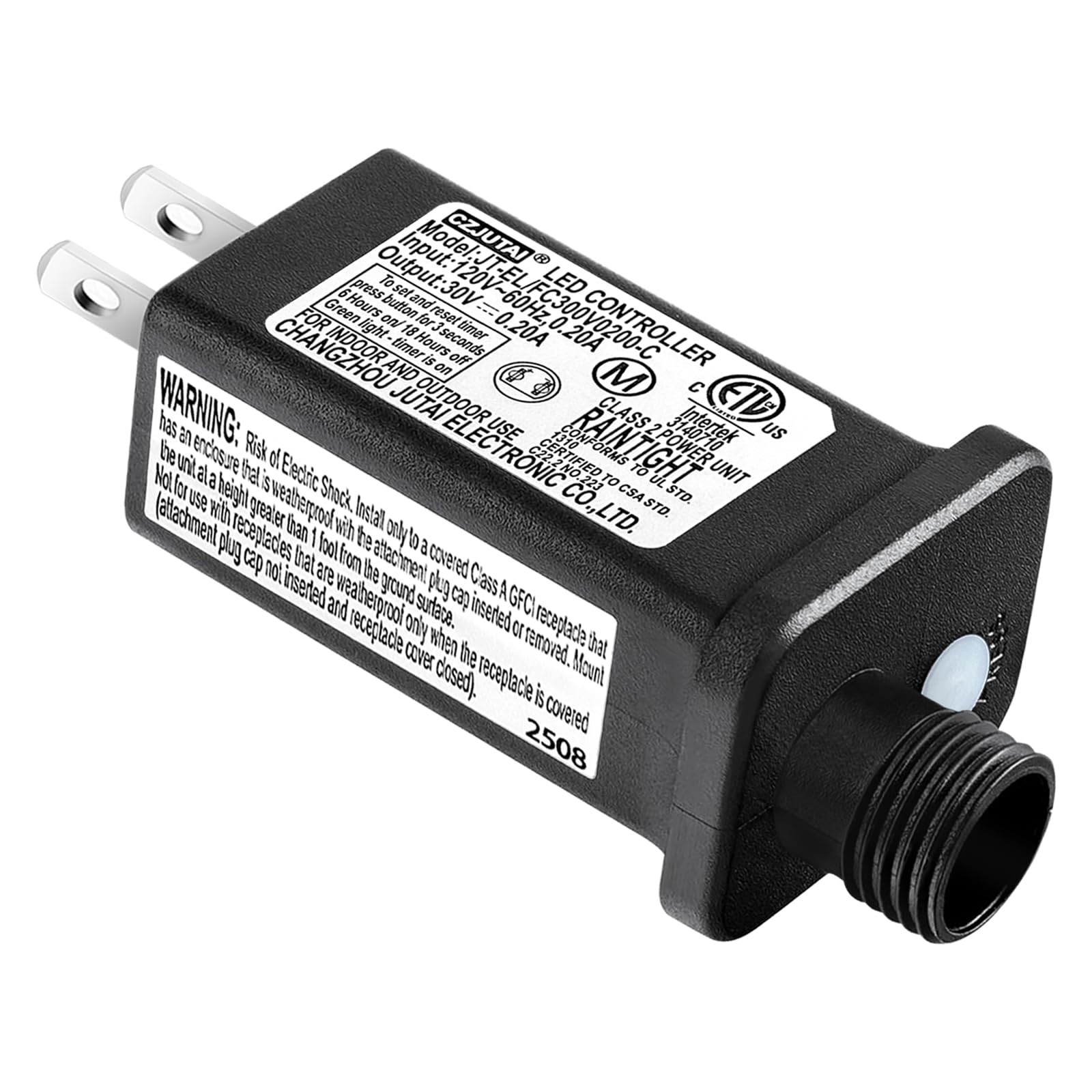 Photo 1 of 30V 0.2A LED Controller Timer Model JT-EL/FC300V0200-C Class 2 Power Supply Replacement with 8 Lighting Modes, and Memory Function for Christmas Light, LED String Light