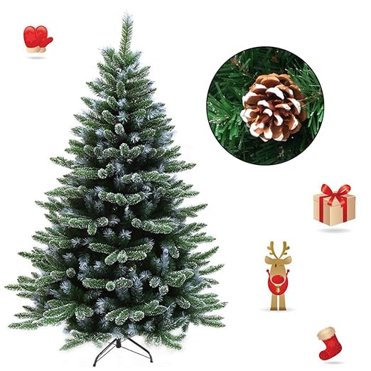FROADP 120cm Künstlicher PVC Weihnachtsbaum Tannenbaum Kiefernadel Mit Schnee-Effekt(Schnee-Effekt, 120cm)
