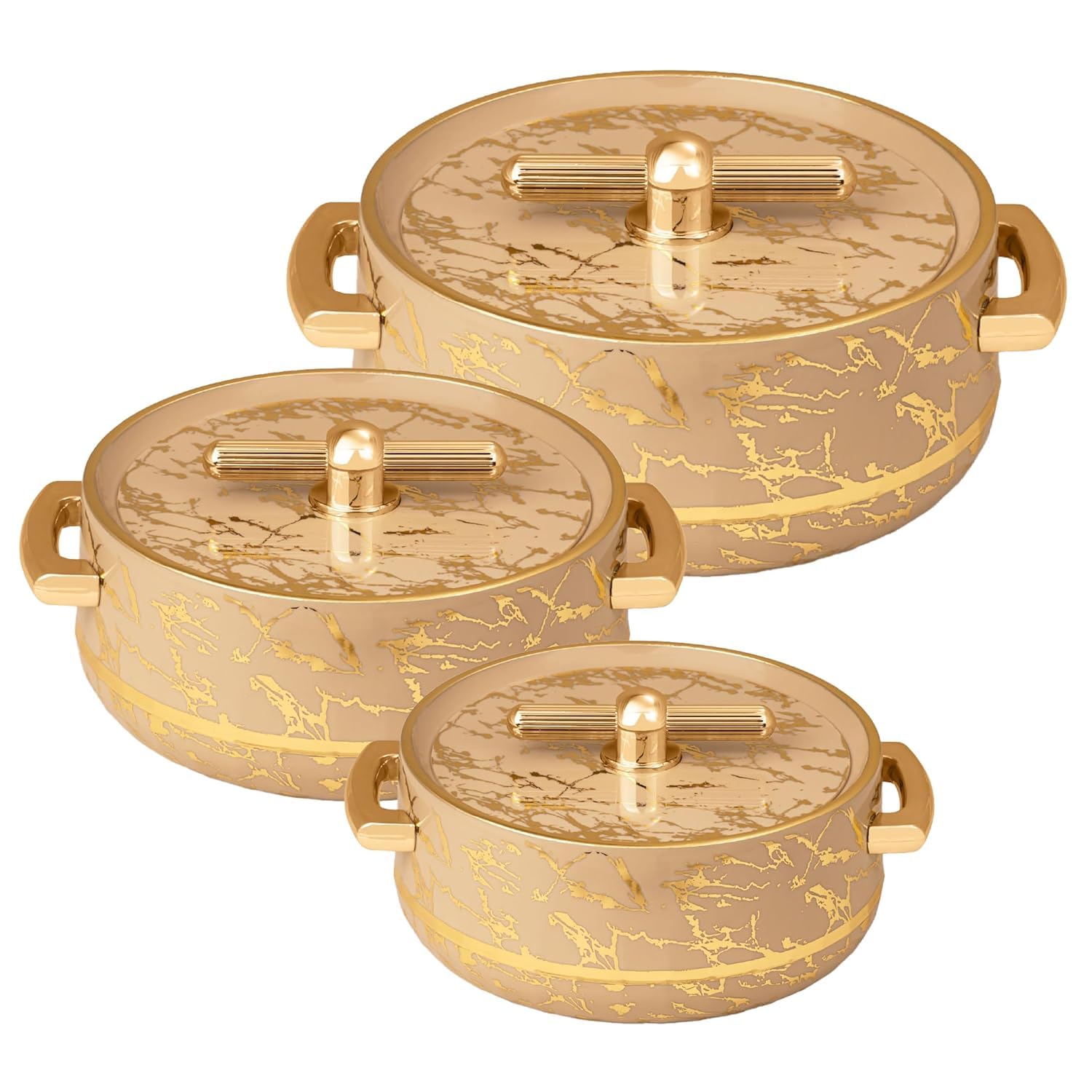 Photo 1 of Casserole Inner Steel |BPA Free|Advanced P.U. Insulation|Keeps Food hot & Fresh Chapati, Roti, Biryani Kitchen Gift Item Set of 3 (1700ml, 1200ml, 600ml) (Turkish Ivory)