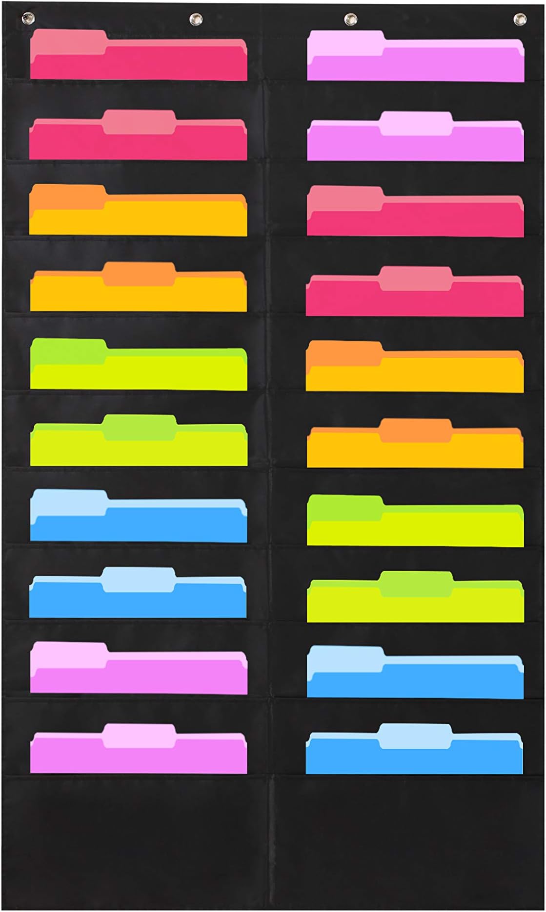 Hippo Creation Heavy Duty Storage Pocket Chart (Black - 1 Pack, 20 Pockets - Without Name Tag)