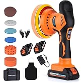 Cordless Car Buffer Polisher w/ 2x2000mAh 21V Batteries, 6 Inch Car Buffer Waxer Kit, Car Polishing Machine w/Extra 18 PCS At