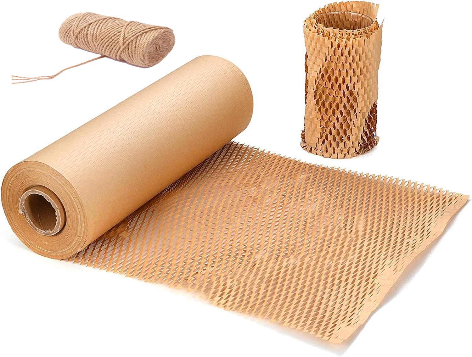 ECOTISH Packaging material filling material packaging material paper roll honeycomb liner packaging roll kraft paper for packaging/storing exquisite fragile items (38 cm x 30 m),Brown