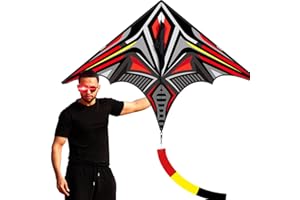 Doinfly Delta Mecha Kite - for Kids & Adults, Easy to Fly Kite, 36 x 55 Inches, Beginner Kites for Beach Days & Park Fun and Family Outdoor Activities (Red)