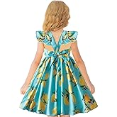 NNJXD Floral Girl Printed Dress Ruffles Sleeve Tie Back Summer Casual Sundress Toddler Kids Clothes