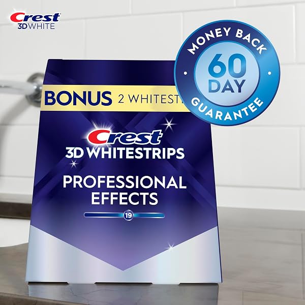 CREST 3D WHITESTRIPS PROFESSIONAL EFFECTS – TEETH WHITENING KIT, 22 TREATMENTS (20 + 2 BONUS), EACH WITH 1 UPPER/1LOWER, 44 STRIPS – CREST 3DWHITE TEETH WHITENING STRIPS