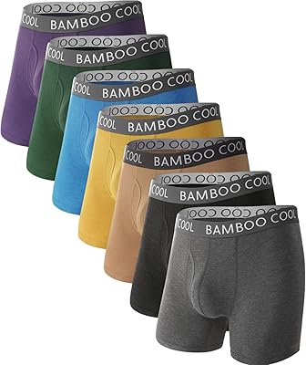 BAMBOO COOL Men's Ultra Breathable Underwear,No Riding Up Boxer Briefs with ComfortFlexible Waistband,Multipack