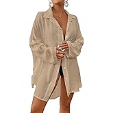Bsubseach Women Button Down Beach Shirt Cover Up for Swimwear Blouse Tops