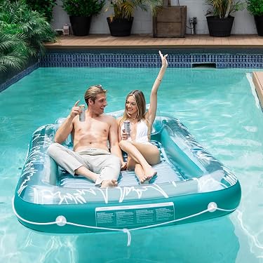 Set Piscine Love – Anneau De Natation Et Lunettes De Soleil Coeur – Gonflable PVC Et Résine – Accessoires Fête D'Été – Unique