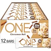 ONE Cinnamon Roll Protein Bars, 20g Protein, Gluten Free Snacks, 12 ct | 20g Protein, 1g Sugar, Protein Snack for Breakfast, Workout and Travel, 12 Snack Bars with Whey Protein Isolate