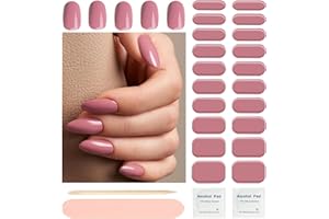 WAHRSHEI Semi Cured Gel Nail Strips, （Rose Pink） 20pcs Gel Nail Stickers Work with UV, Easy to Use and Remove
