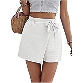MakeMeChic Women's Summer Wrap Skirt Skorts High Waisted Wide Leg Shorts