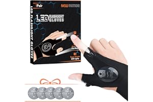 HOUSETEC LED Flashlight Gloves Gifts for Men - Stocking Stuffers for Men Women Christmas Birthday Gifts for Dad Husband Him, Car Guy Unique Cool Gadgets for Men Fishing Camping