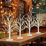 Vanthylit 4 Pcs Lighted Birch Tree Battery Powered