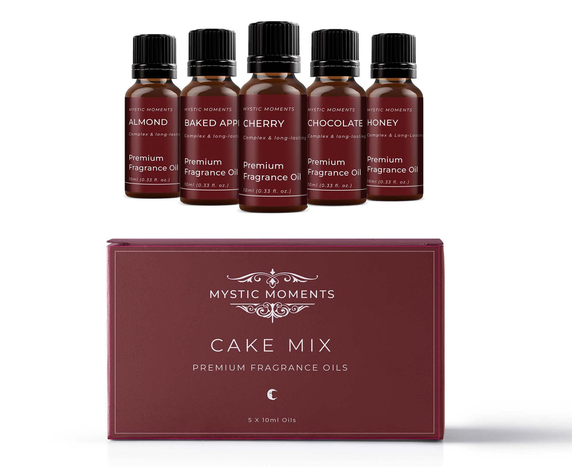 Mystic Moments | Cake Mix Fragrant Oil Starter Pack 5x10ml | 5 Sweet Bakery Scents for Candles, Soap & Home Fragrance | Warm Gourmand Aroma Collection