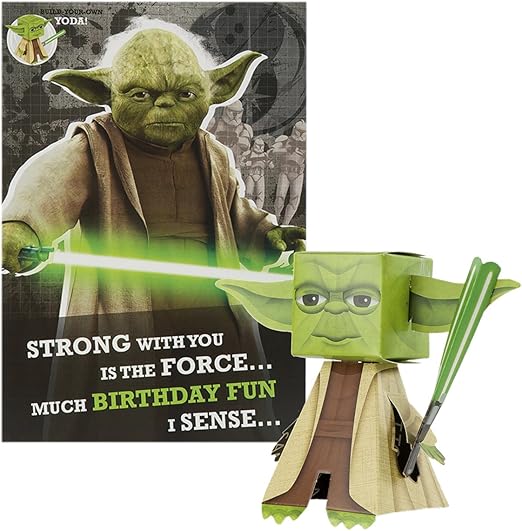 Hallmark Birthday Kids Star Wars Yoda Model Card Medium Amazon Co Uk Office Products