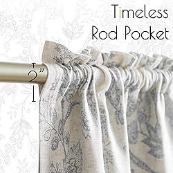 jinchan Linen Valance Curtain Farmhouse Grey Floral