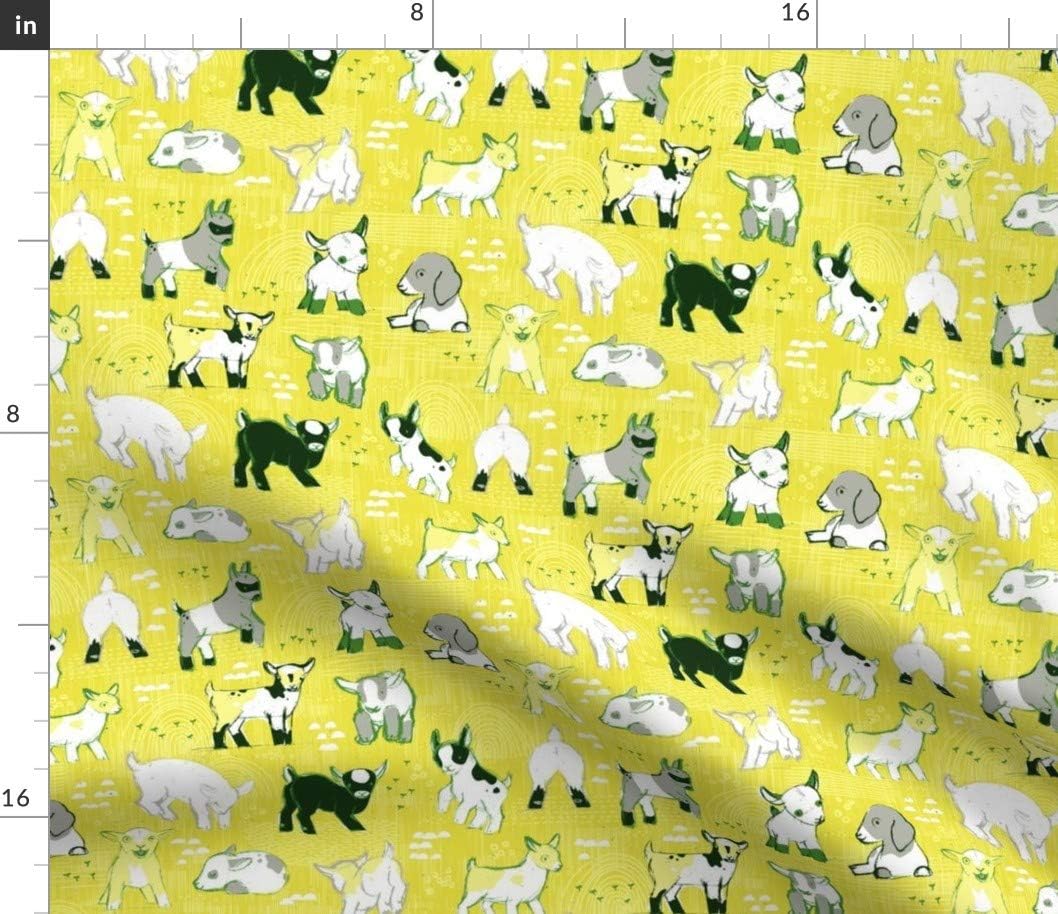 Spoonflower Fabric Baby Goats Goat Horns Farm Animal Herd