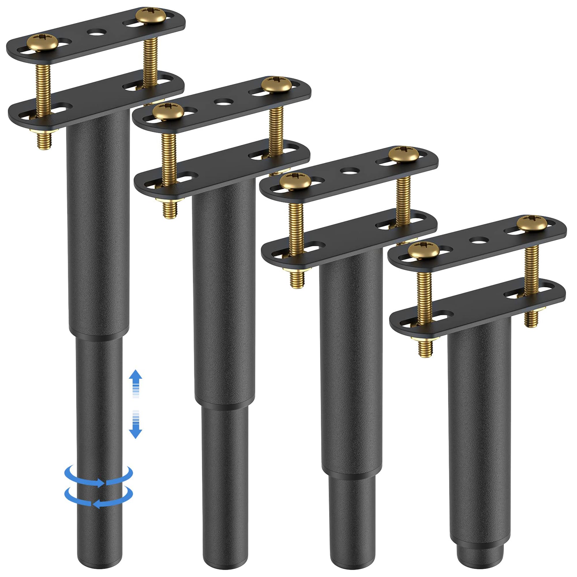 Oursouion Bed Support Leg,Bed Legs Adjustable Retractable Heavy Duty Bed Center Frame Slat,Metal Furniture Legs Suitable for Cabinet Sofa Bed Frame Replacement Parts 4Pcs 7inch -13inch (Black)
