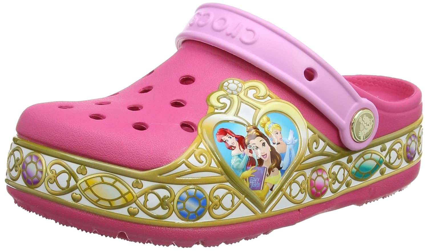 pink disney crocs