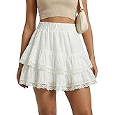 Queeo Women's Flowy Ruffle Skorts Shorts High Waisted Boho Cute Mini Skirts Casual Dressy Summer Beach Golf Shorts Vacation