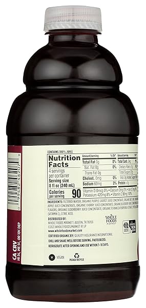 365 BY WHOLE FOODS MARKET, ORGANIC IMMUNE REFRESHER PURPLE CARROT, BEET & CHERRY WITH ELDERBERRY & ECHINACEA JUICE BLEND, 32 FL OZ