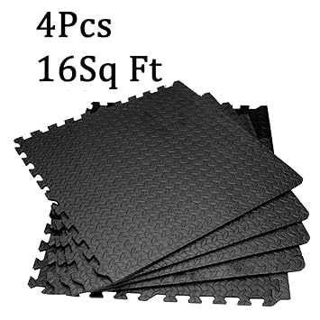 JJOnlineStore – Schwarz Leafage ineinandergreifende SCHAUMSTOFF MATTEN