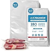 Avid Armor Chamber Vacuum Sealer Bags &ndash; 6x10" &amp; 8x12" &ndash; 280 Pack &ndash; Heavy Duty Commercial Grade, BPA-Free Pouches for Sous Vide, Food Preservation, Meat Storage, Freezing, and Long-Term Storage