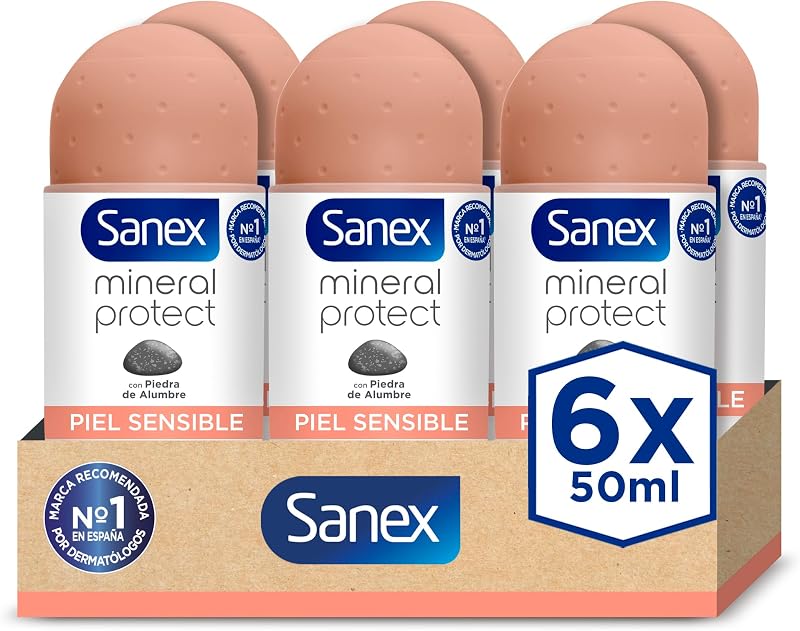 Mineral Protect, Desodorante Roll-On Piel Sensible, Pack 6x50ml