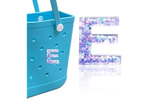 HLUWA Letter Charms for Bogg Bag, Alphabet Purple Star Sequin Lettering Accessories Charms for Bogg Bag and Simply Southern Bag, Insert Decorative Letter Charms for Handbag Beach Tote Bag.