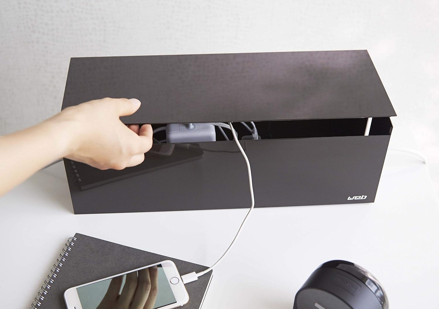 Yamazaki 2708 WEB Cable Box, Brown, PC-ABS Resin, Minimalist Design, 40 x 15.5 x 14.5 cm (LxWxH) - Image 5