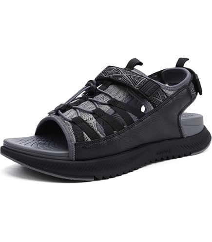Men Black Red Orthopedic Recovery Plantar Fasciitis Open Toe Hiking Sandal Shoes Orthotic Sandals For Men main image 4