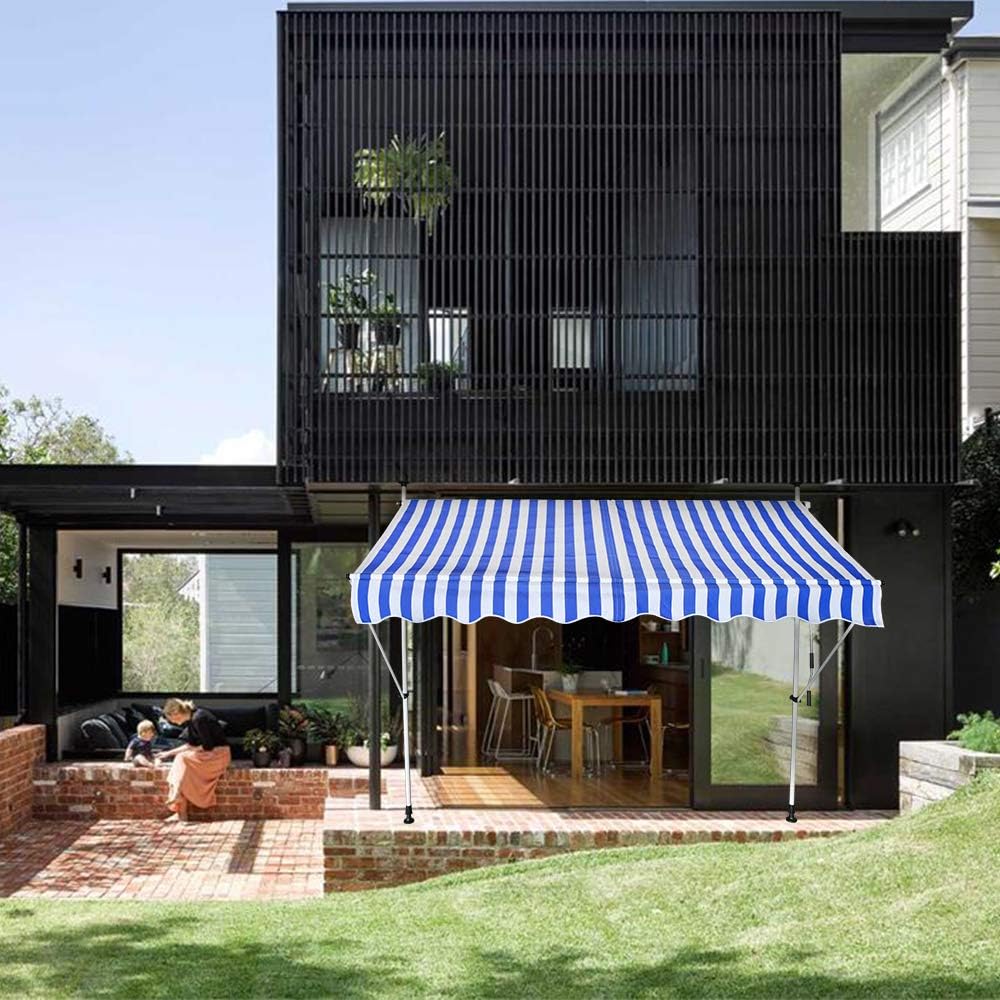 Azules Blancas Rayas Froadp 250x120cm Toldos de Sol Ajustables en