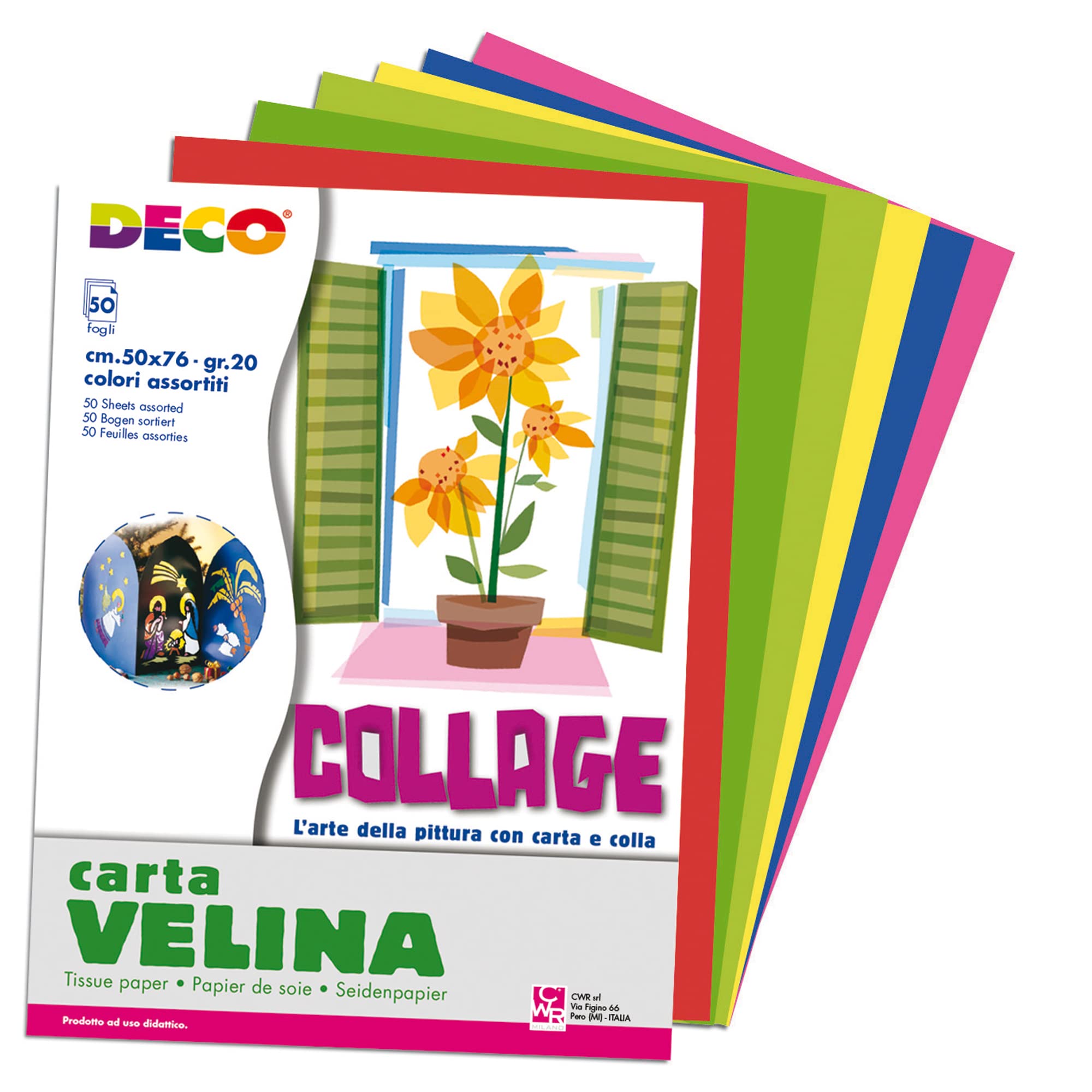 CWR 89146 Tissue Paper Envelope, 50 Sheets, 50 x 76 cm, 10 Assorted Colours