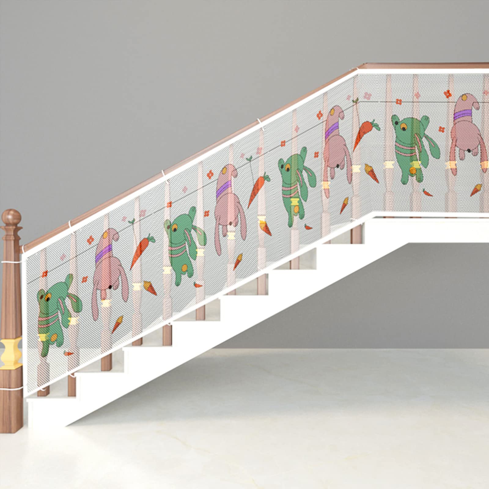 Stair Safety Net 3/4.5/6M, Safe Rail Net for Kids/Pet/Toy, Sturdy Mesh Fabric Material, Extra Long Baby net for Stairs Durable, Easy to clean (4.5m in length)