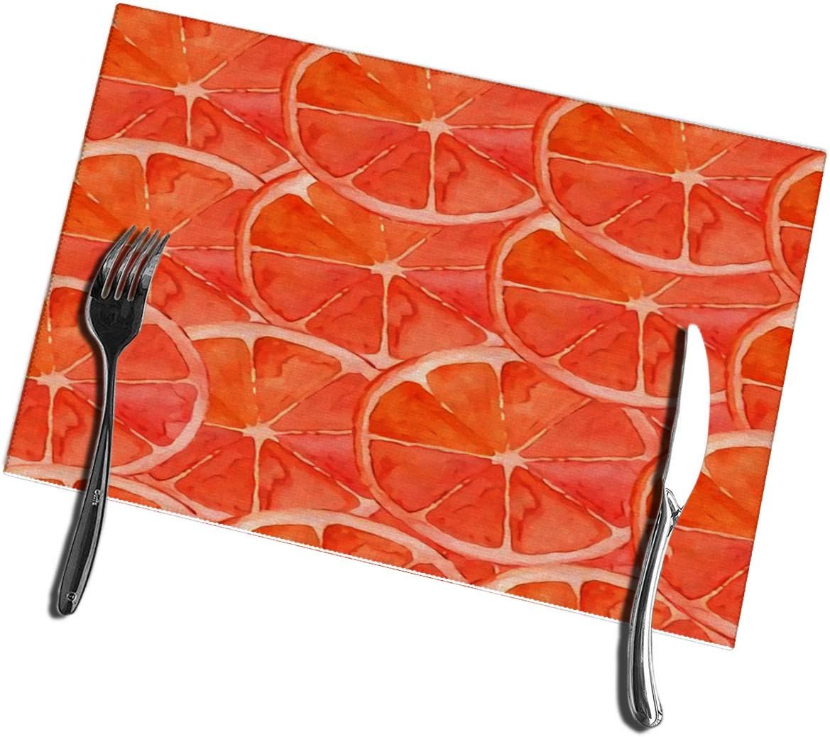 bneegxg Kitchen Table Mats Set of 6 Grapefruit Bright