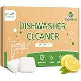 Dishwasher Cleaner Tablets and Deodorizer, 24 Pack, 1 Year Supply Dishwasher Cleaning Tablets, Descaler, Removes Limescale, Hard Water Marks, Grease and Odors, Lemon Scent