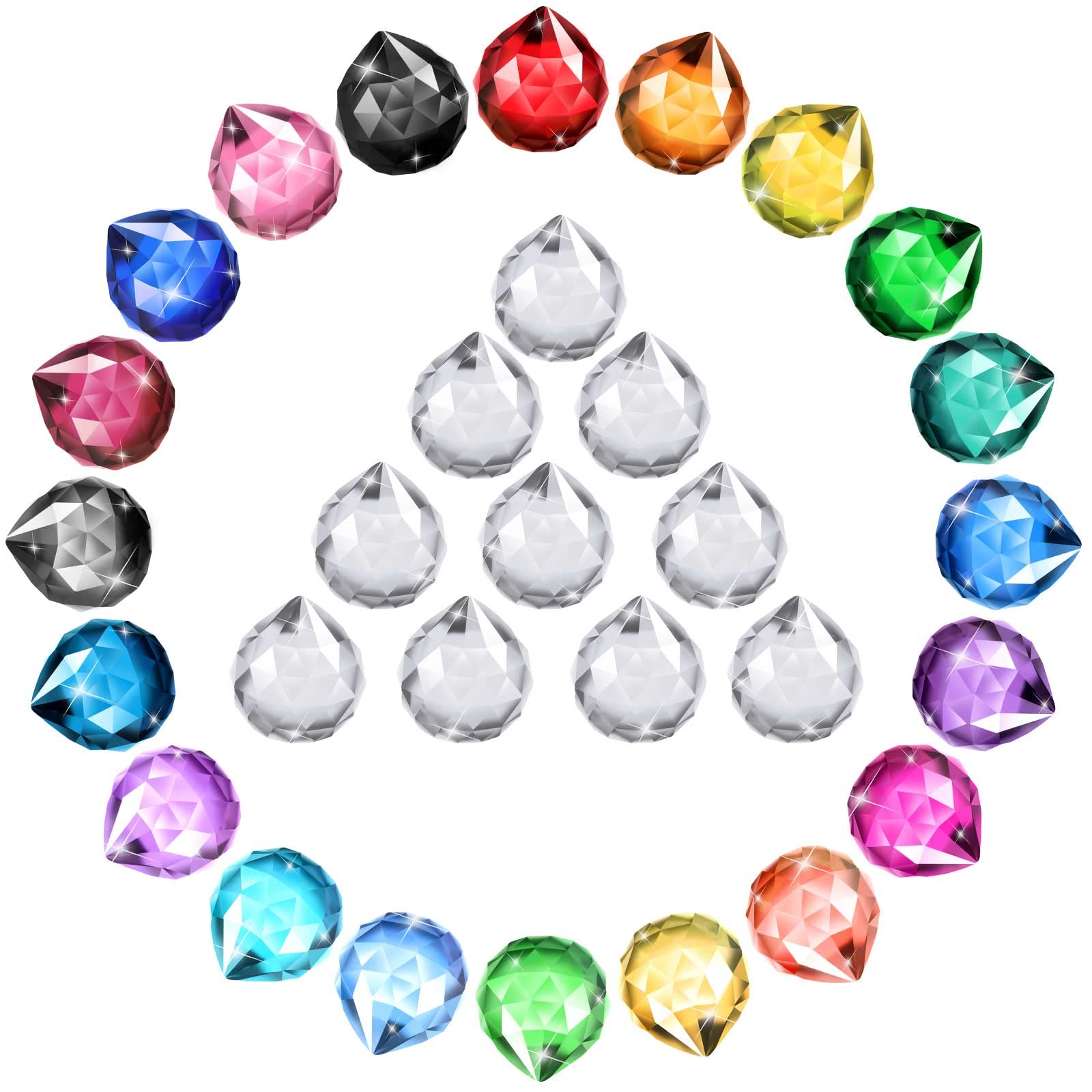 Photo 1 of Didaey 30 Pack Crystal Ball 20 mm Prism Suncatcher Sun Catchers Hanging Crystals Prisms for Windows Gift Feng Shui (Multicolor)