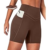 IUGA Tummy Control Biker Shorts Women with Pockets Workout Gym Shorts High Waisted Yoga Running Compression Shorts Spandex