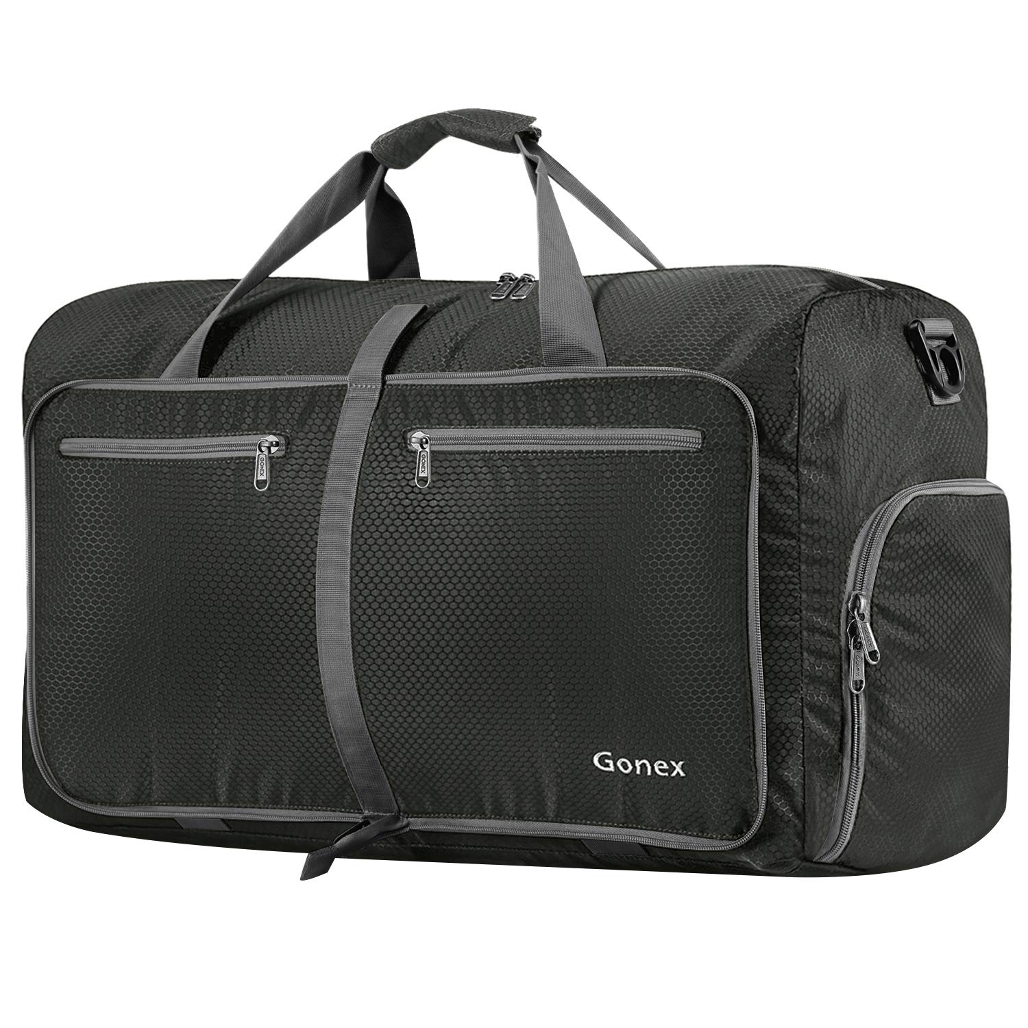 Gonex 80L Foldable Travel Duffle Bag with Shoes Compartment, Packable Lightweight Water Repellent Holdall Bag for Camping Gym Weekender Bag Grey — image 1
