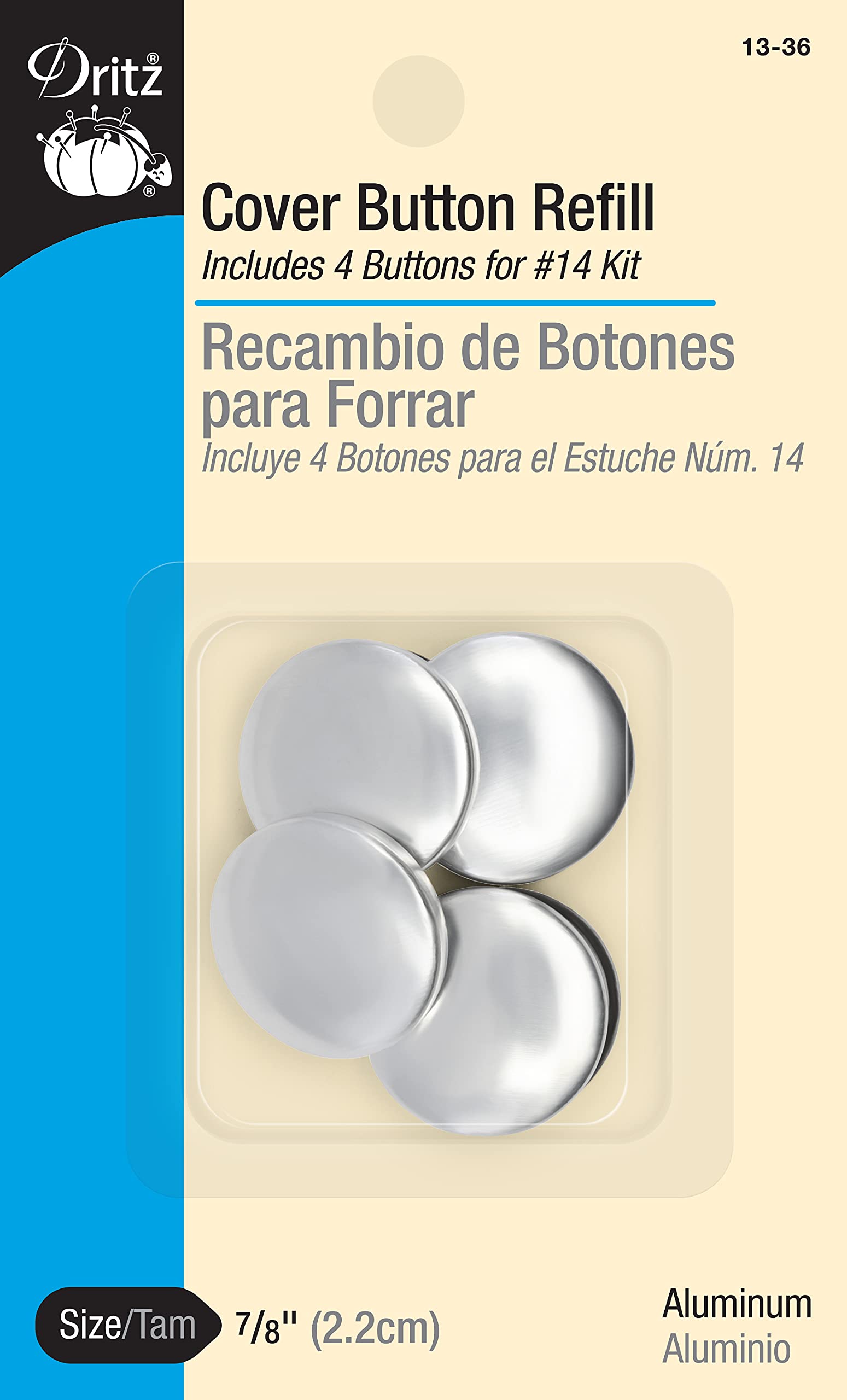 Dritz 13-36 Cover Button Refill for # 14 Kits, Size 36-7/8-Inch, 4-Sets