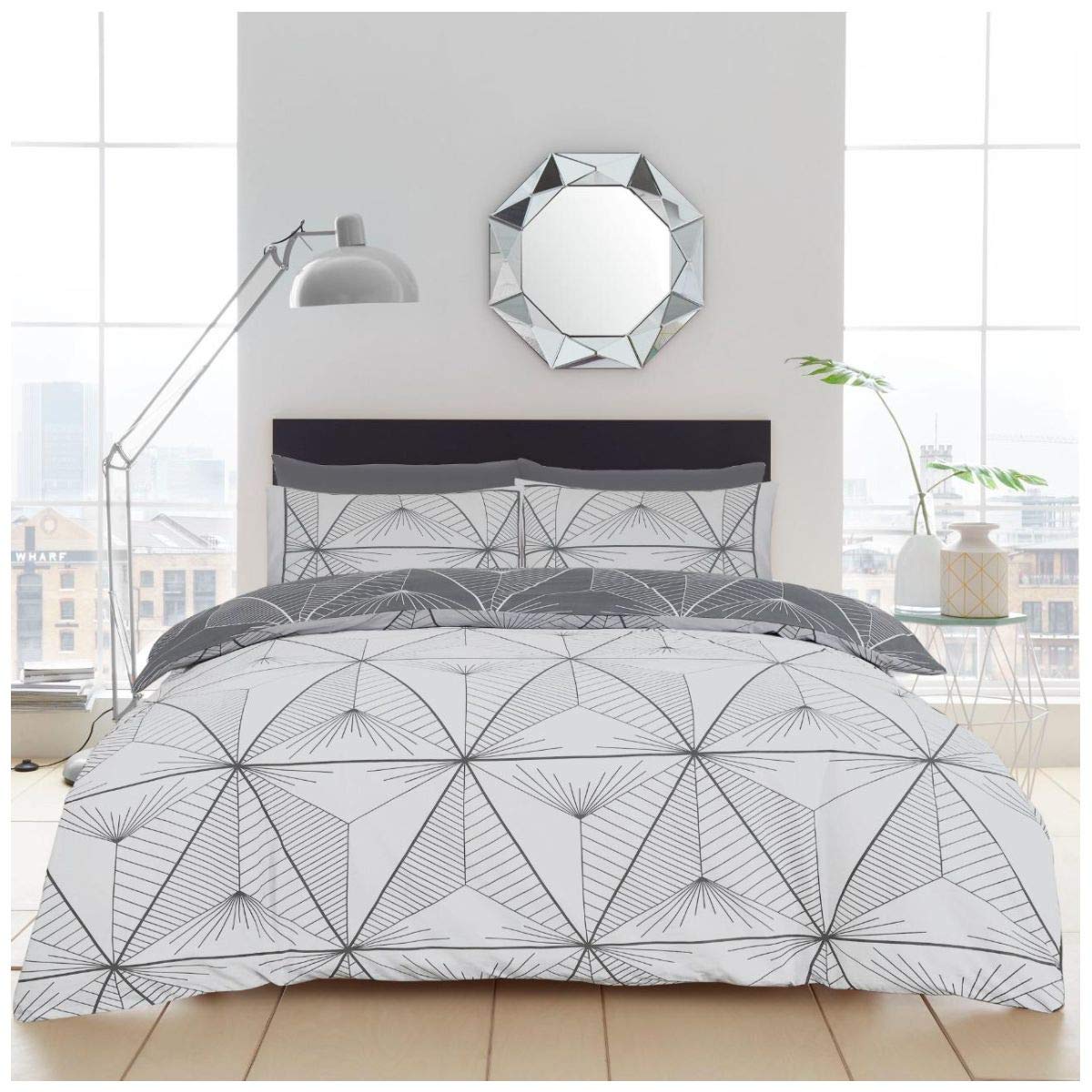 GC GAVENO CAVAILIA Premium Zander Duvet Cover, Reversible Cosy Quilt Bedding Set, Luxury Quality, Grey, Single, Polycotton