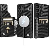 SkyEagle Compatible with Magsafe for Samsung Galaxy S25 Ultra Wallet Case with Card Holder,Women Men Phone Case PU Leather Kickstand Flip Protective Cover Credit Card Slots,for Galaxy S25 Ultra,Black