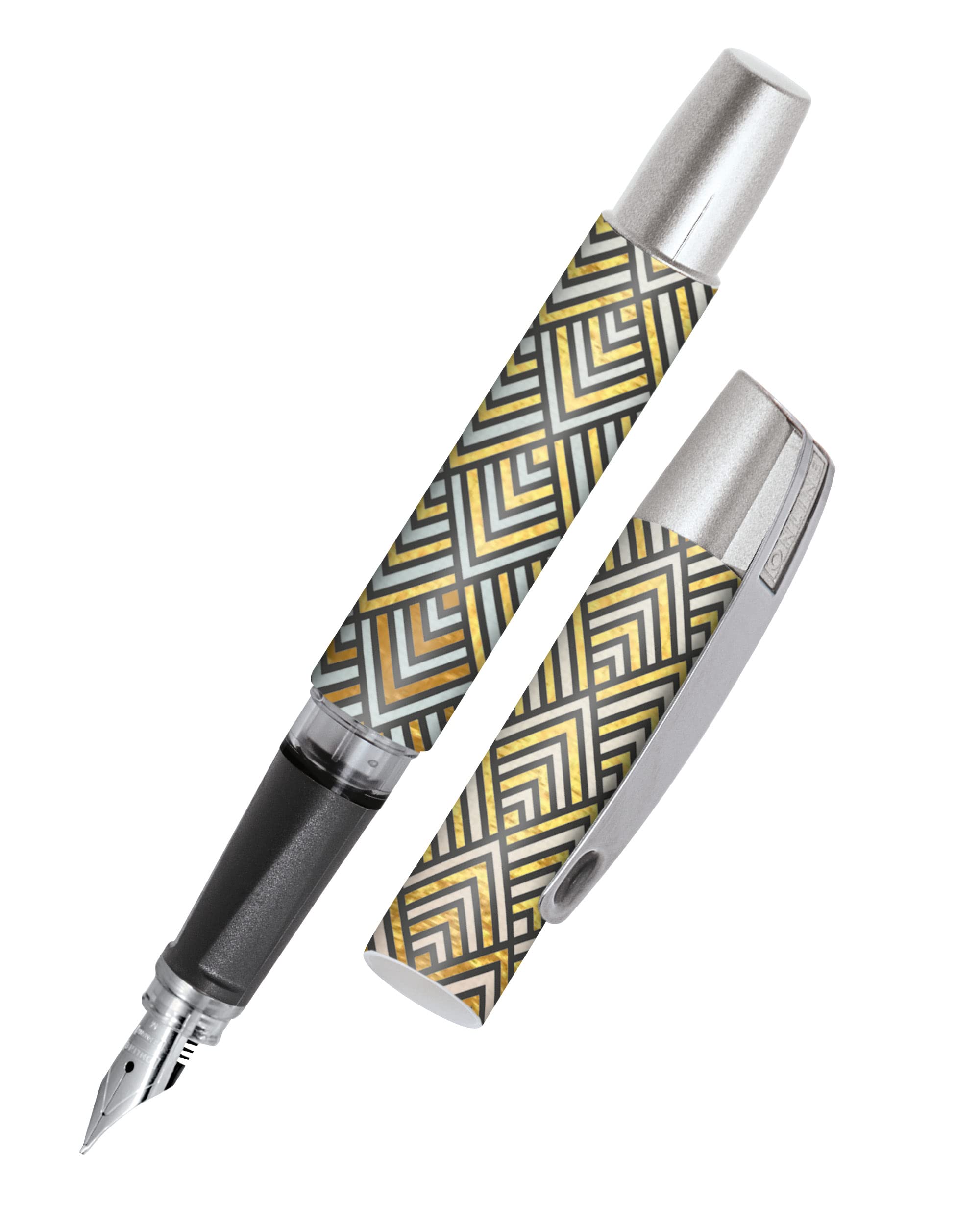 Online Ergonomic fountain pen for school/college Campus Squares - solid medium nib, soft grip part, for standard ink cartridges, refillable, ideal for beginners/pupils/students