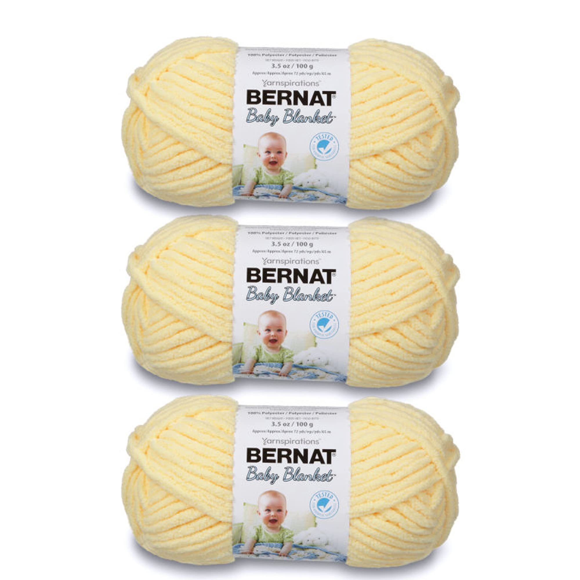 Bernat Baby Blanket Baby Yellow Yarn - 3 Pack of 100g/3.5oz - Polyester - 6 Super Bulky - 72 Yards - Knitting, Crocheting, Crafts & Amigurumi, Chunky Chenille Yarn — image 1