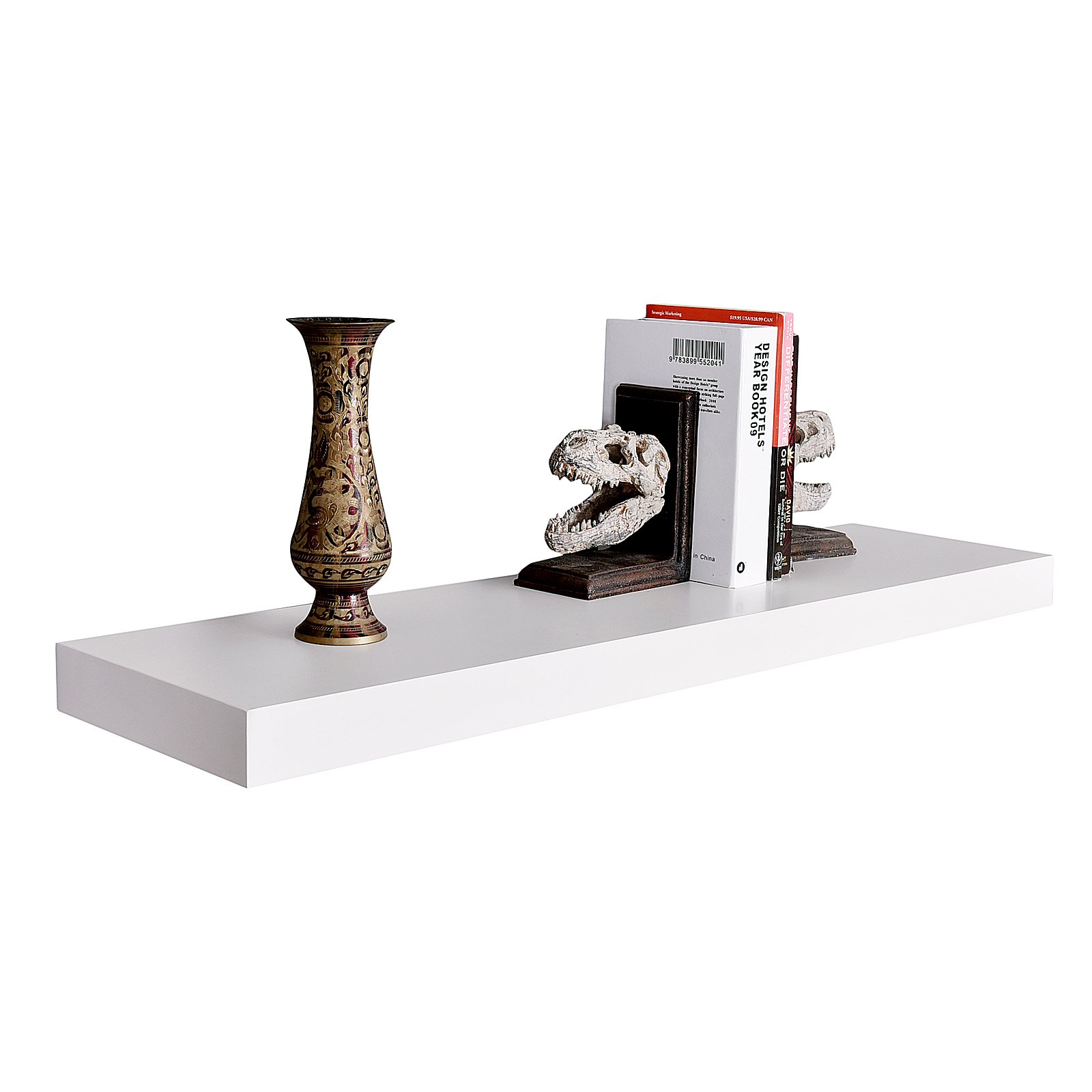 WELLAND 2" Thickness Mission Floating Wall Shelf,Approx 36-inch Length, White