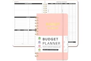 VCOOHM Undated Monthly Budget Planner - 12 Month Budget Book With Expense & Bill Tracker, Money Budgeting Notebook To Effectively Manage Your Finances - Pink